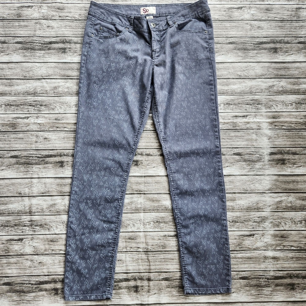 SO grey stretch skinny jeans with hearts